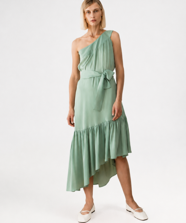 Diagonal frilled dress