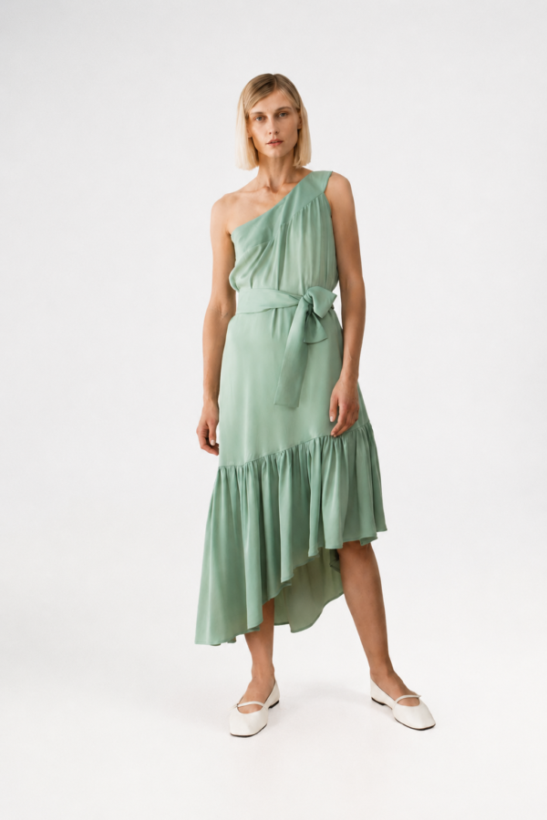 Diagonal frilled dress