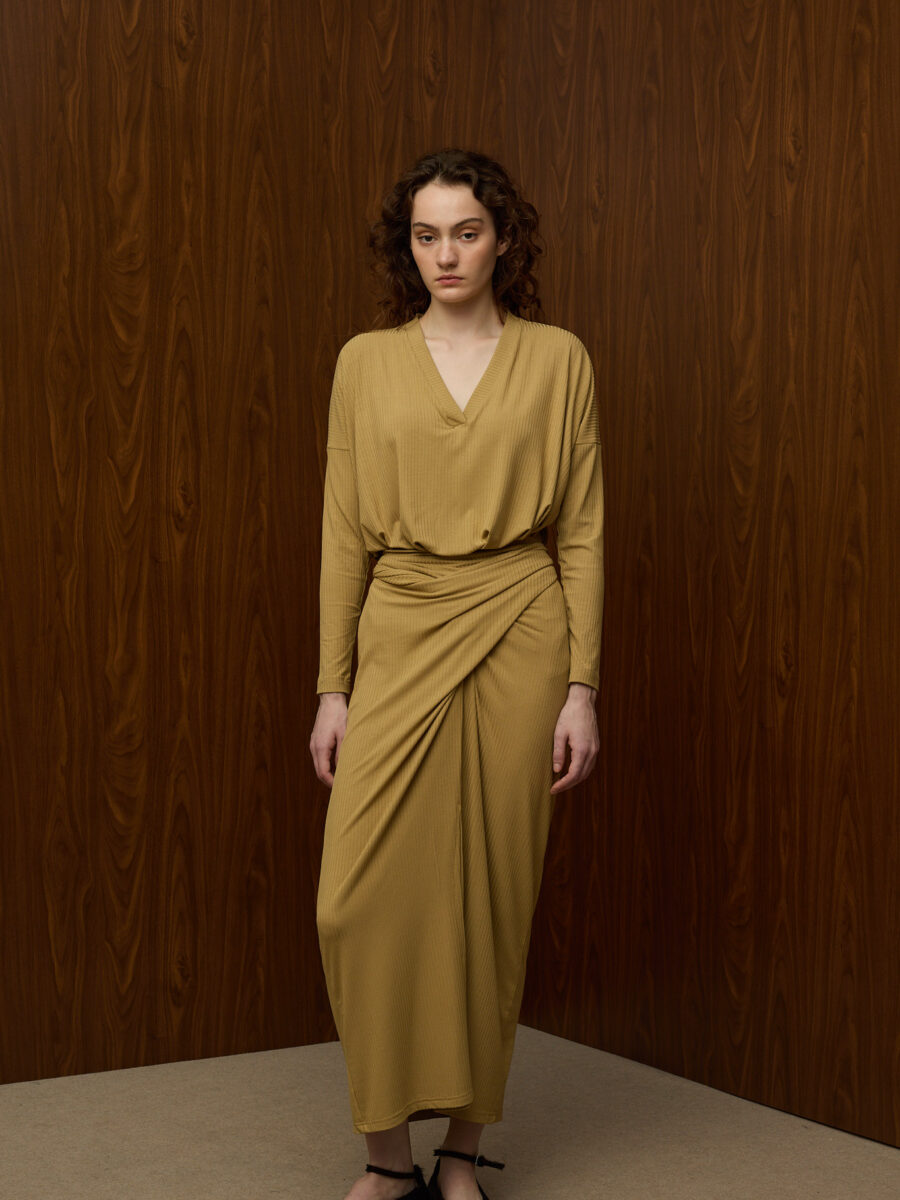 Bamboo Wrap Rib Skirt