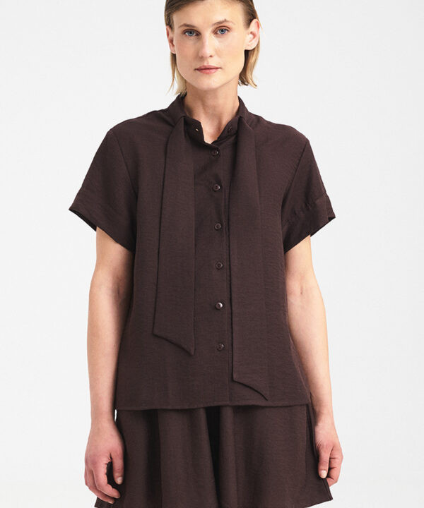 Tie-Neck Fluid Shirt