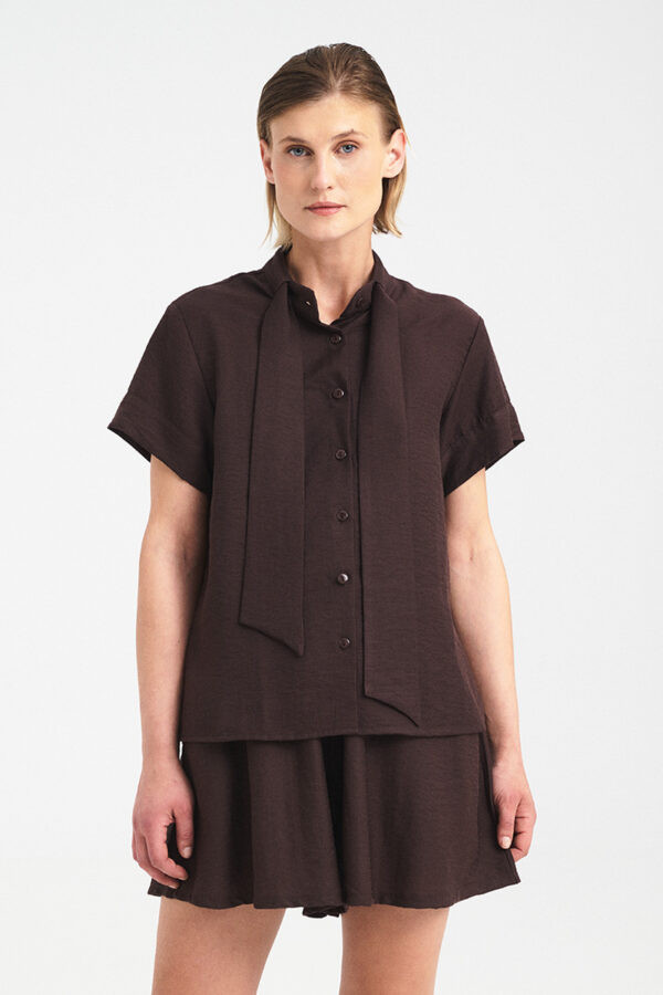 Tie-Neck Fluid Shirt