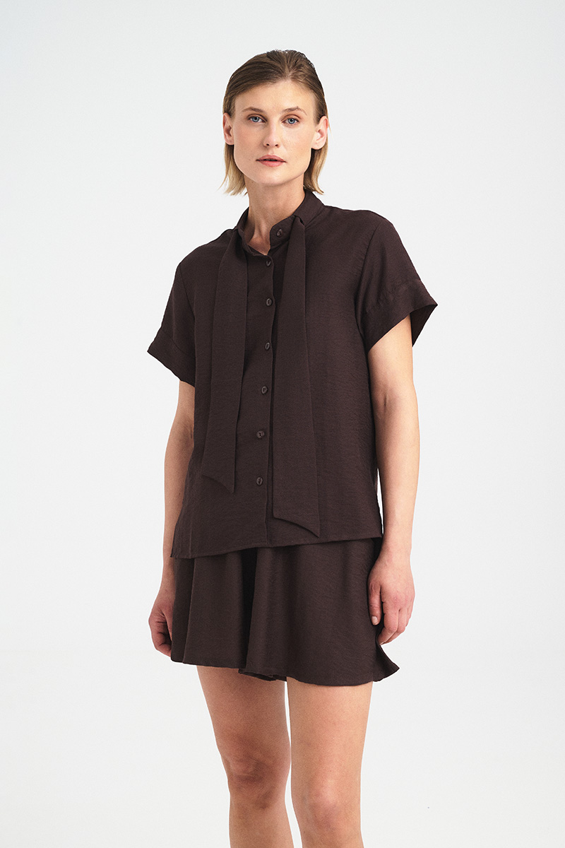 Alternative view of Tie-Neck Fluid Shirt