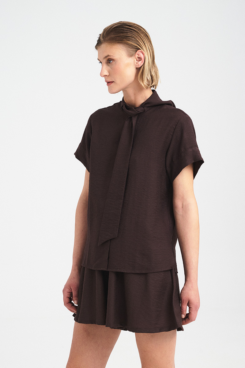 Tie-Neck Fluid Shirt - Image 3