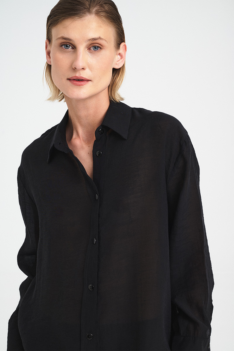 Oversized Sheer Tencel Shirt - Image 10