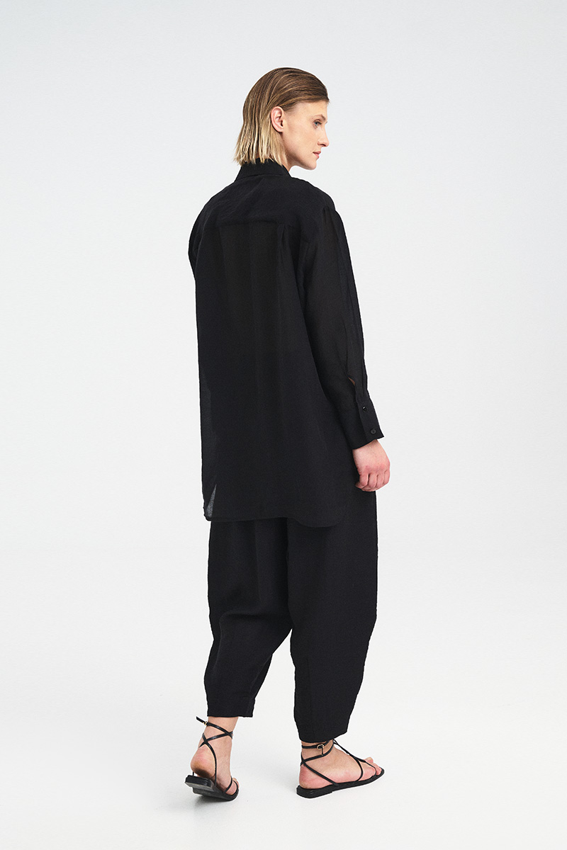 Oversized Sheer Tencel Shirt - Image 11