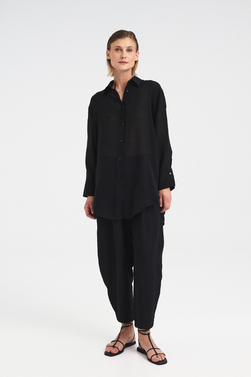 Oversized Sheer Tencel Shirt - Image 7