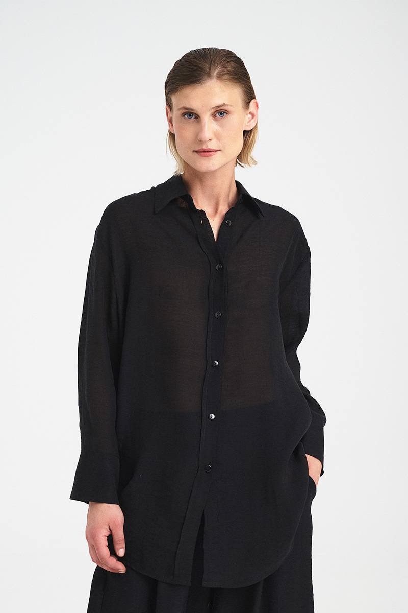 Oversized Sheer Tencel Shirt - Image 8