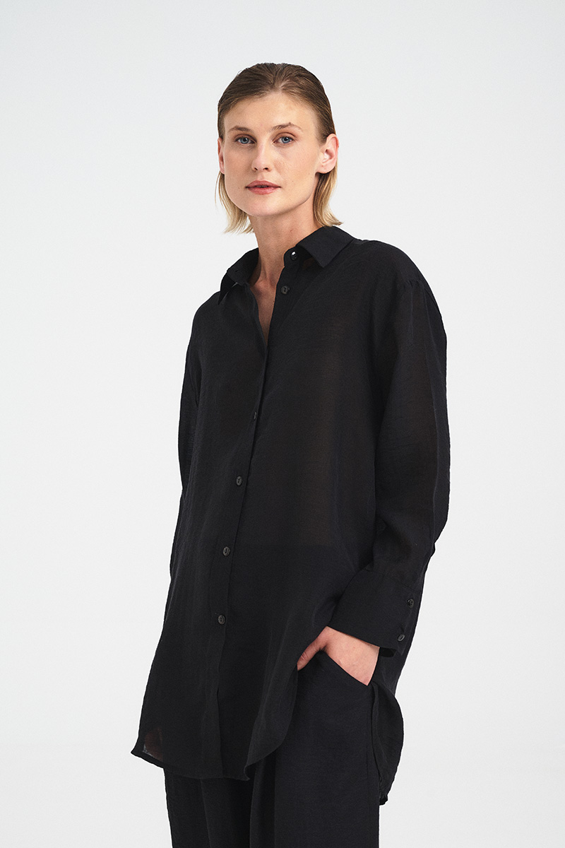 Oversized Sheer Tencel Shirt - Image 9