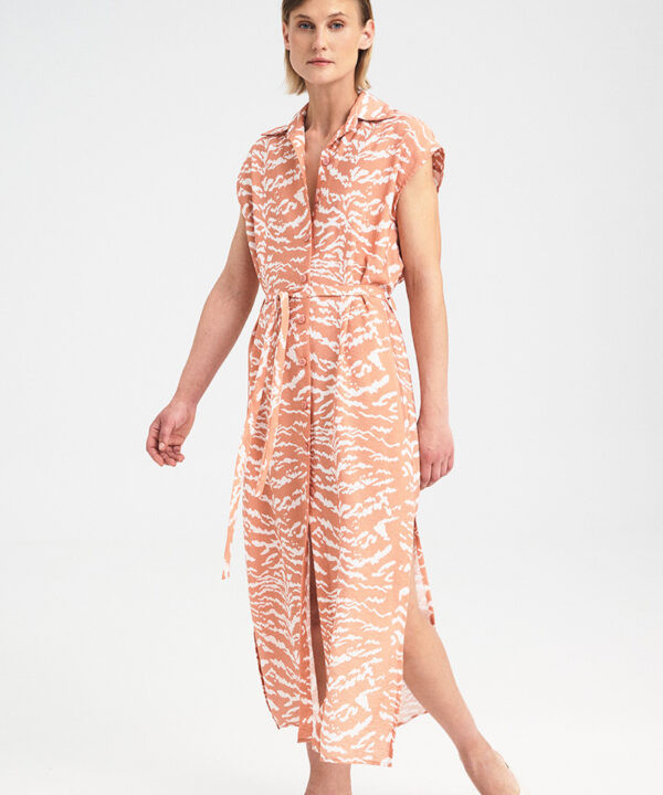 Kaia Printed Belted Shirt Dress