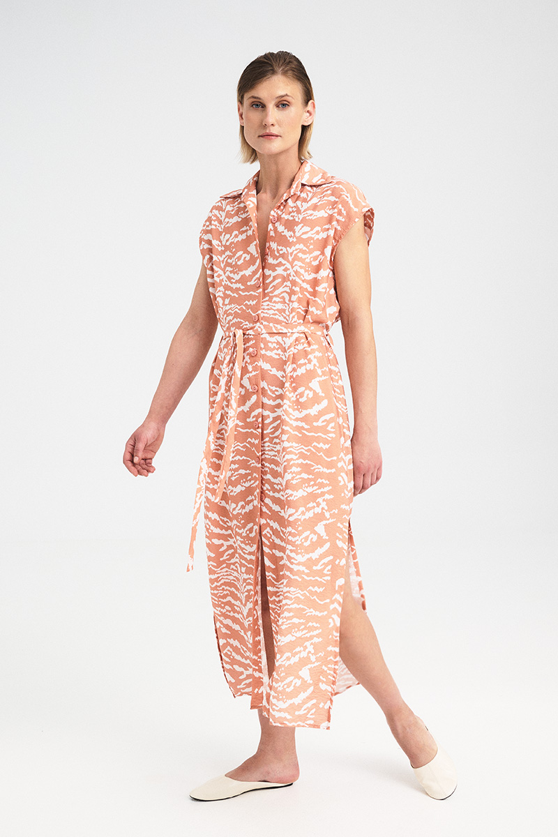 Kaia Printed Belted Shirt Dress