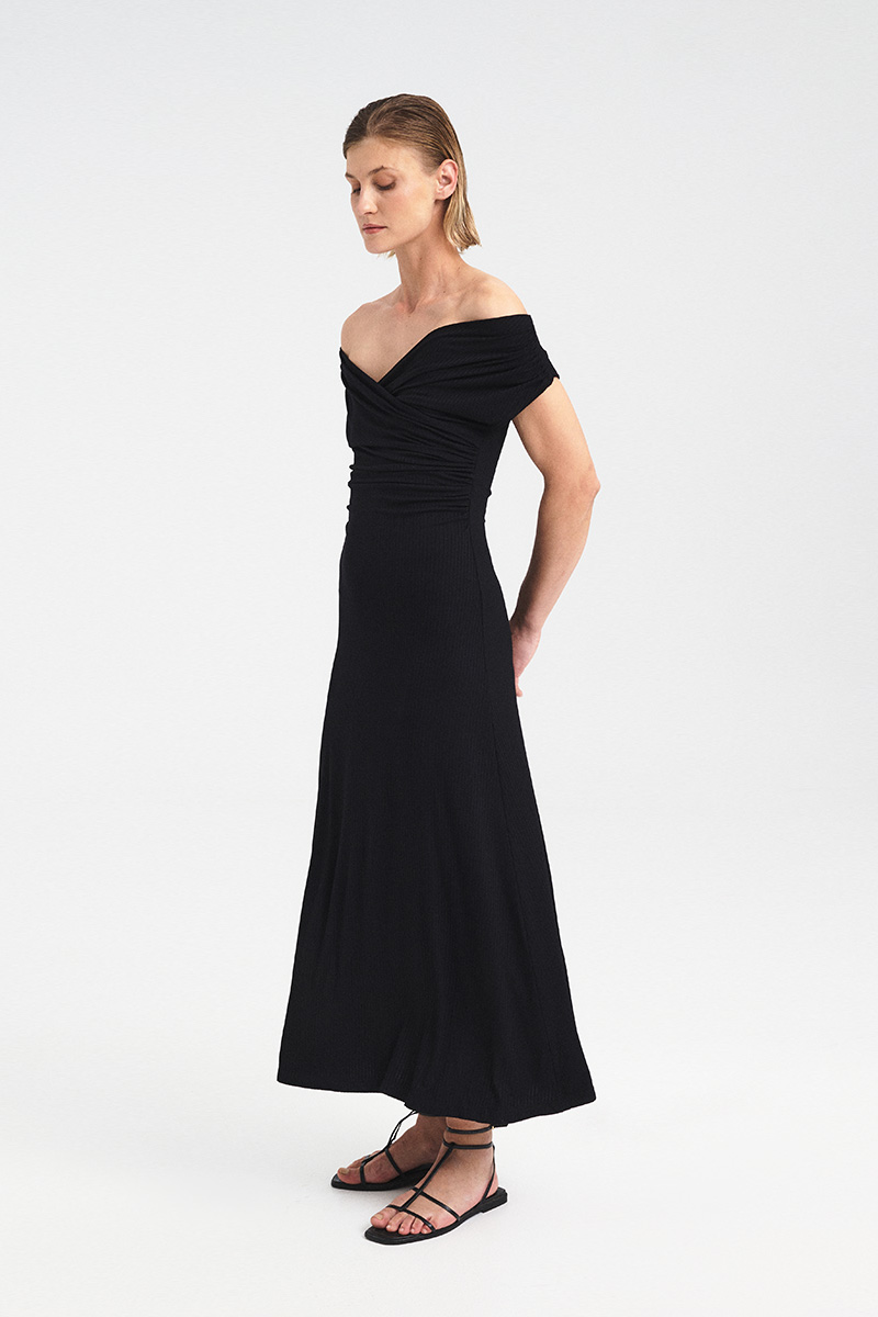 Drape Off-Shoulder Dress - Image 3