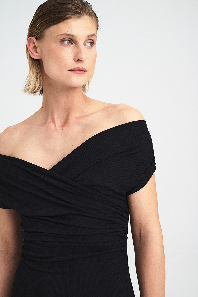 Drape Off-Shoulder Dress - Image 5
