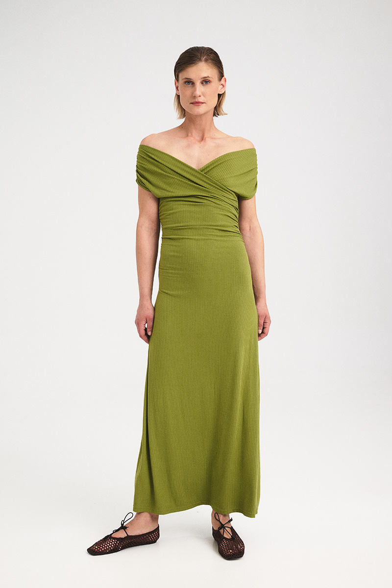 Drape Off-Shoulder Dress - Image 6