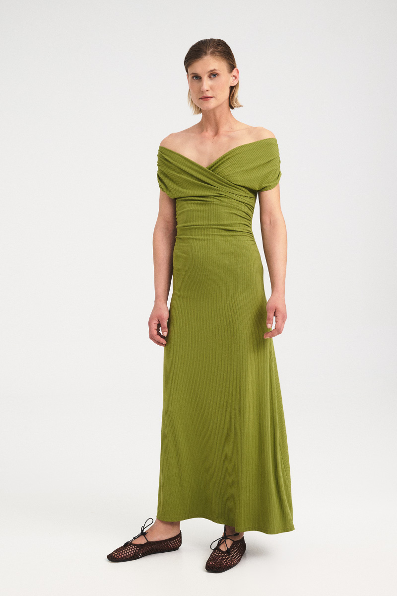 Drape Off-Shoulder Dress - Image 7