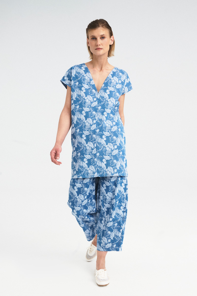 Tropic V-Neck Tunic Jean Dress - Image 7