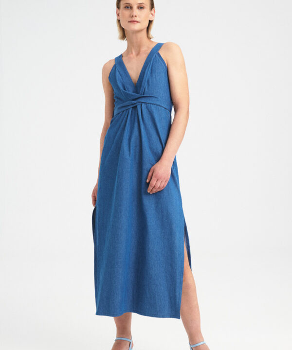 Twist Front Denim Dress