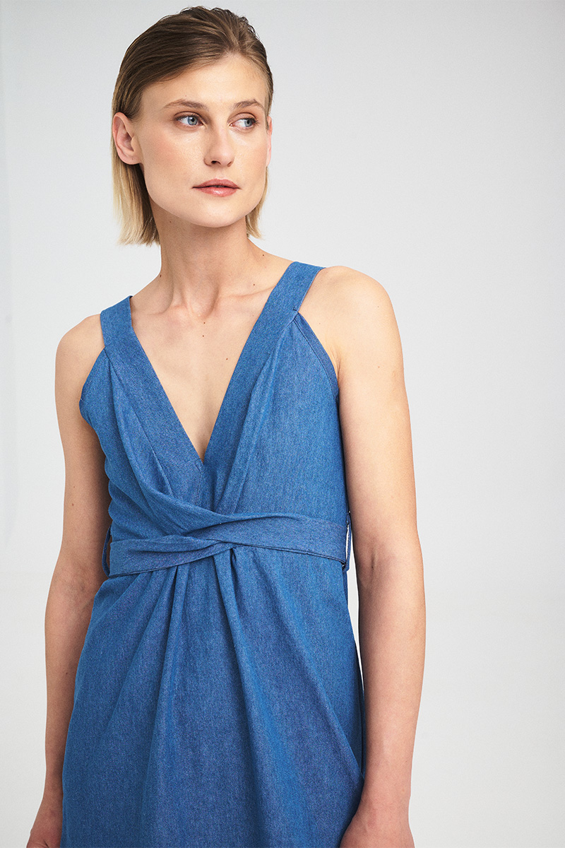 Twist Front Denim Dress - Image 3