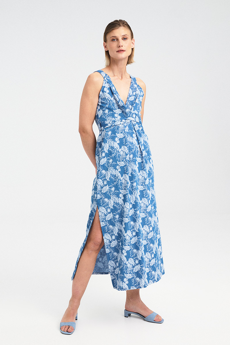 Alternative view of Twist Front Denim Print Dress