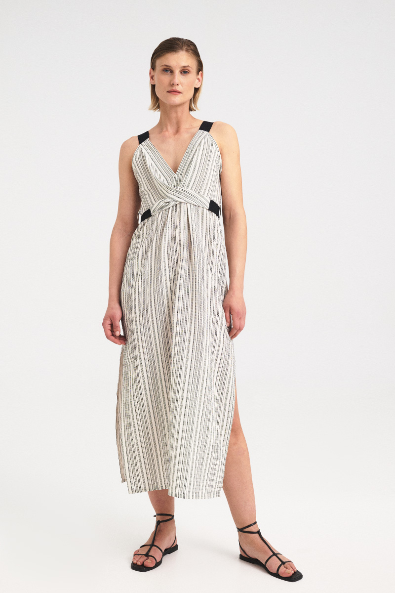 Twist Front Stripe Dress
