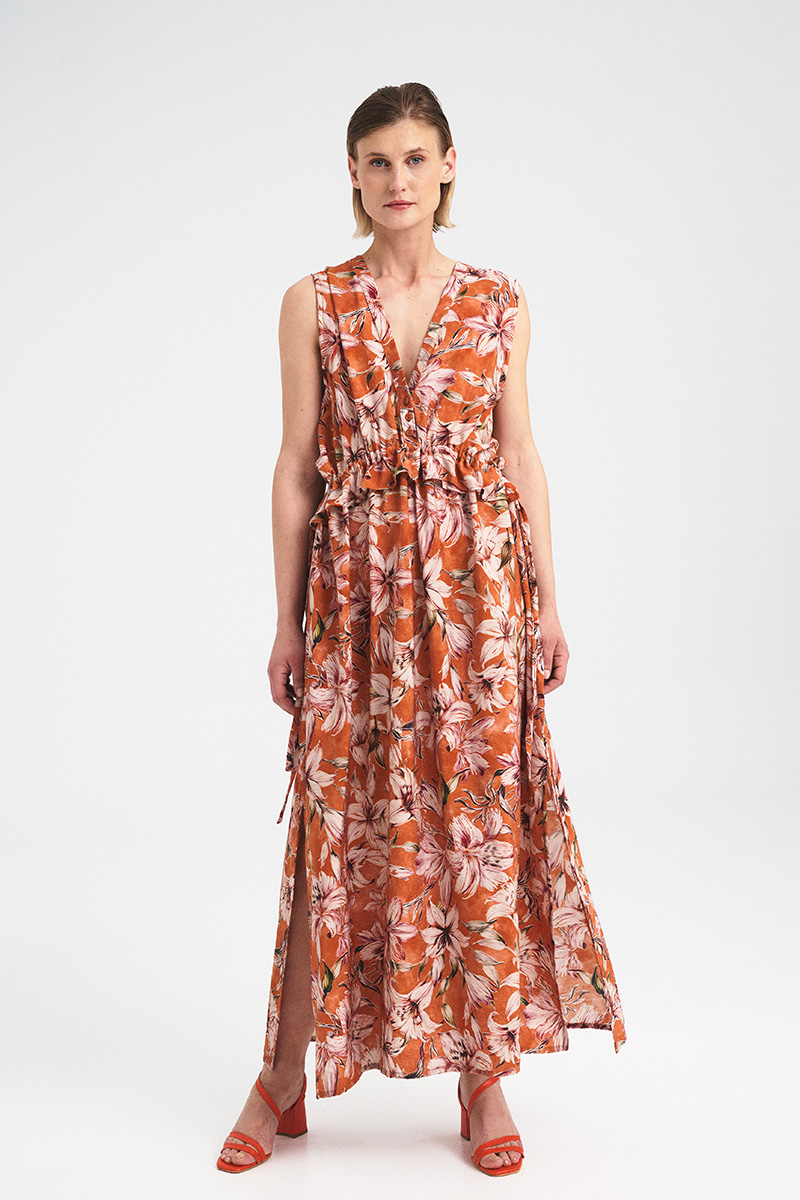 Althea Gathered Waist Print Dress