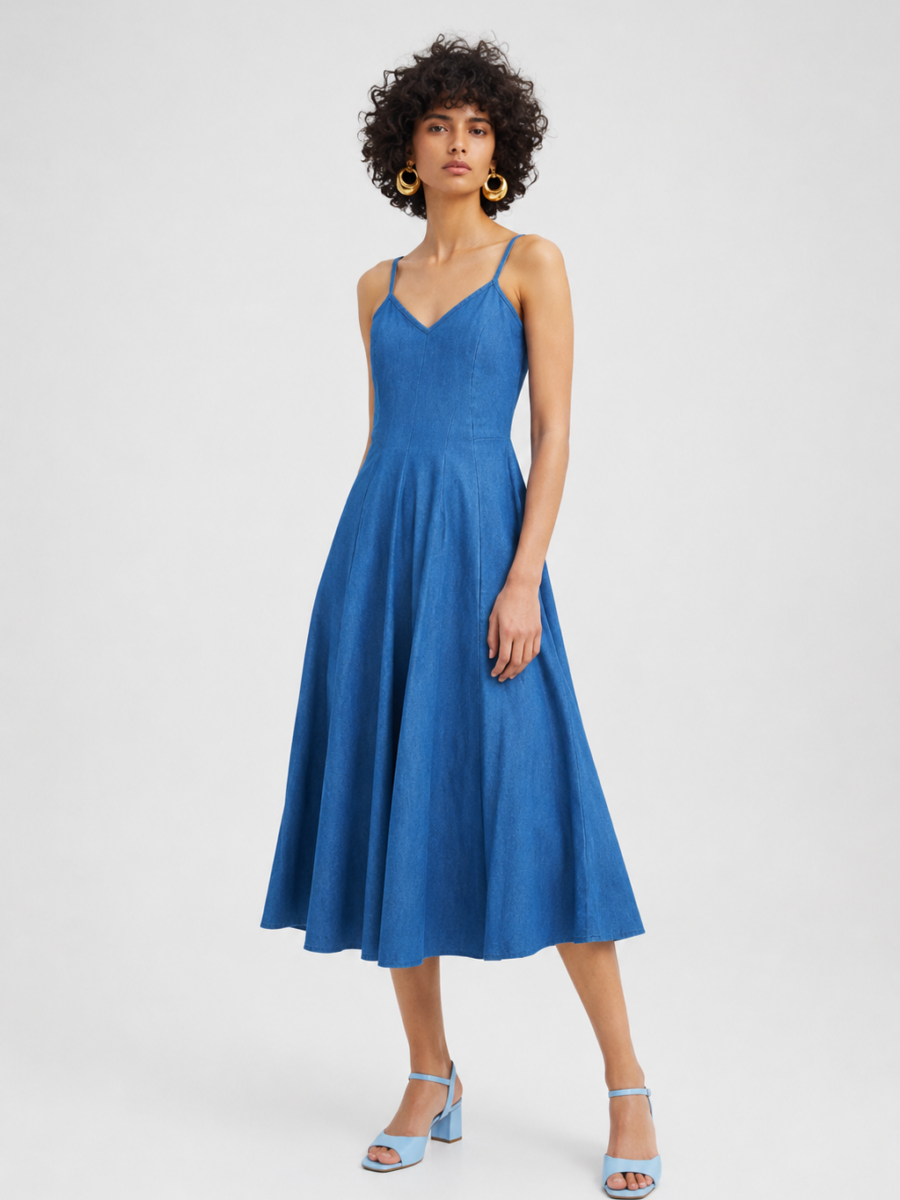 Alternative view of Flared Midi Denim Dress
