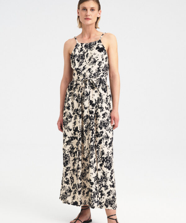 Tie-Waist Open-Side Print Dress