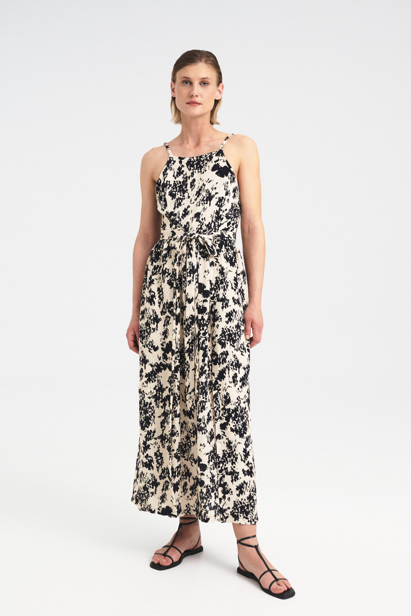 Tie-Waist Open-Side Print Dress