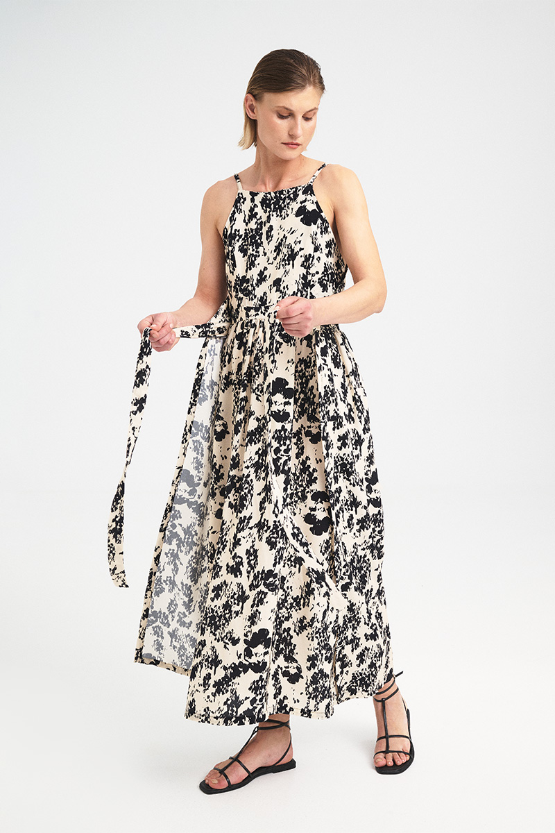 Tie-Waist Open-Side Print Dress - Image 4