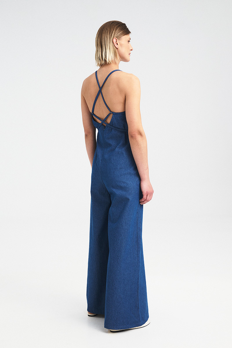Cross-Back Denim Jumpsuit - Image 3