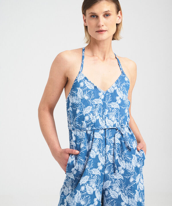 Alternative view of Cross-Back Denim Printed  Jumpsuit
