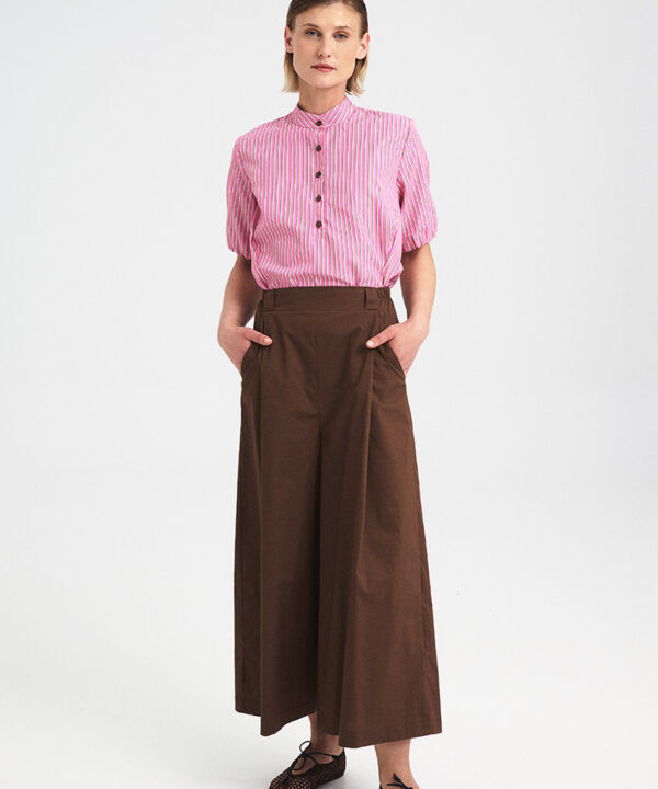 Wide-Leg Cotton Poplin Pants