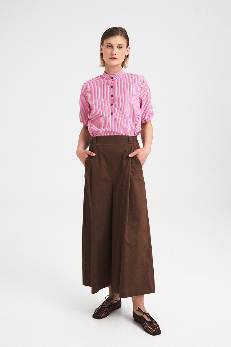 Wide-Leg Cotton Poplin Pants