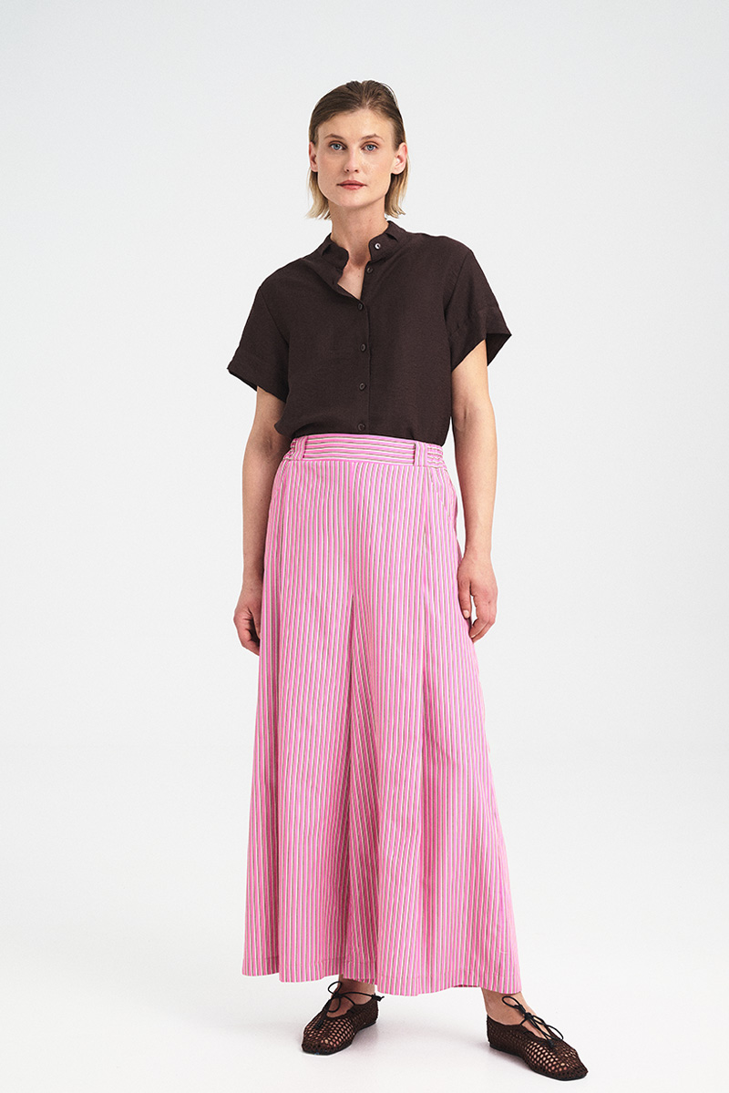 Wide-Leg Cotton Stripe Pants