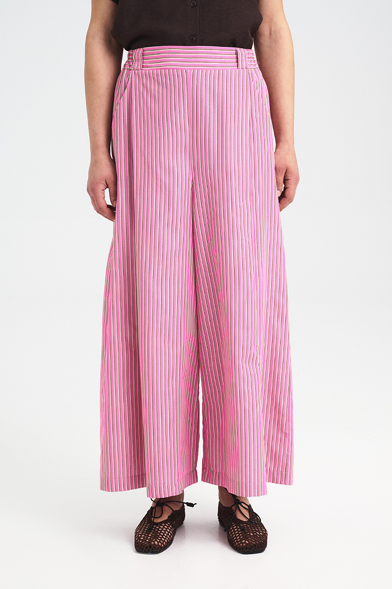 Wide-Leg Cotton Stripe Pants - Image 3
