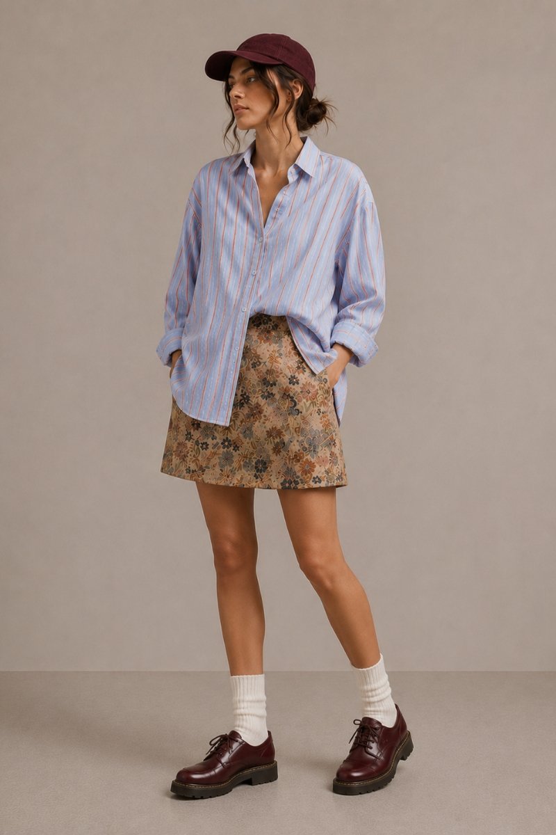 Oversized Striped Poplin Shirt