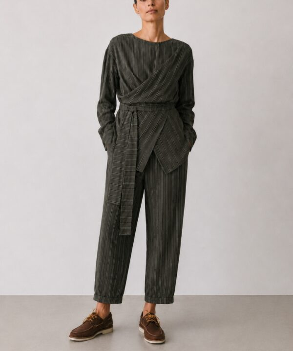 Alternative view of Relaxed Tapered Striped Viscose Pants