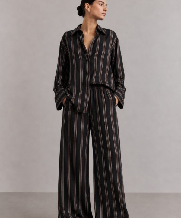 Wide Leg Striped Trousers